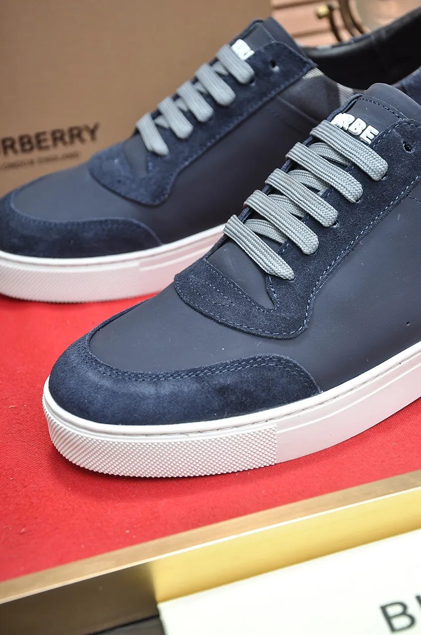 Men's shoes💰480💶[Burberry] (cowhide lining) classic low-top sneakers｜Imported cowhide with classic plaid fabric｜Cow leather lining｜Original outsole｜Fine workmanship and comfortable to wear Size: 38-44 (customized at 45)